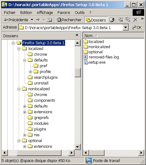Répertoire Firefox décompressé