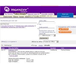 Page de résultats Monster.fr