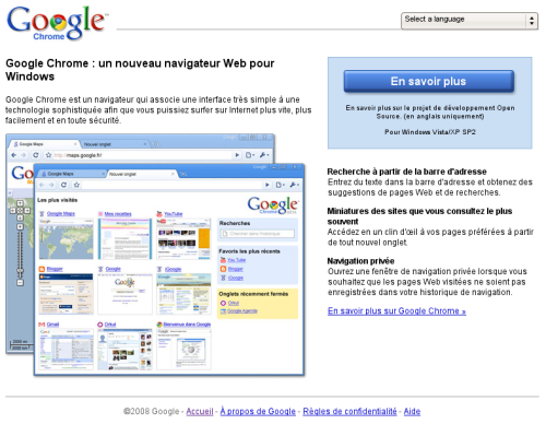 Page d'accueil de Google Chrome