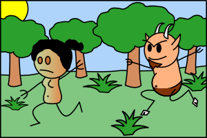 Satyre poursuivant une dryade